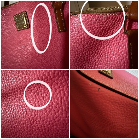 Dooney & Bourke Pink Pebbled Leather Double Zip Satchel Purse - Picture 8 of 16